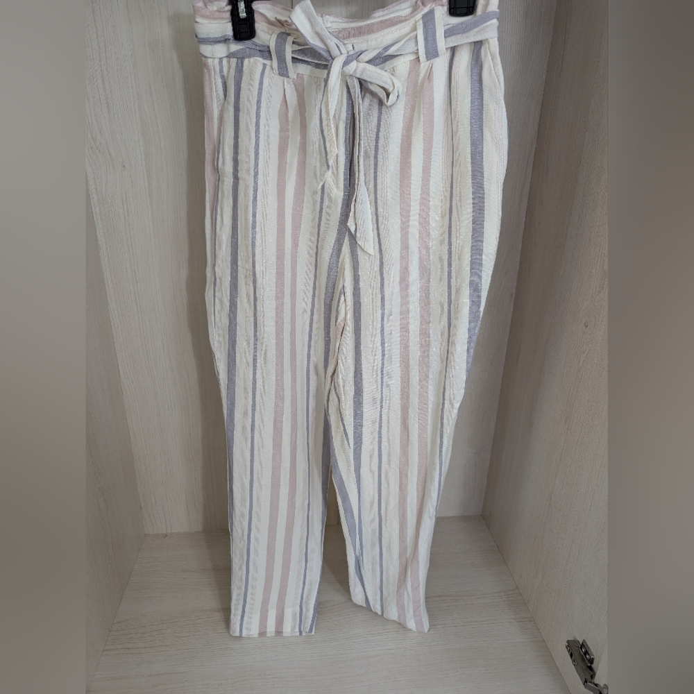 Striped Linen Blend Pants